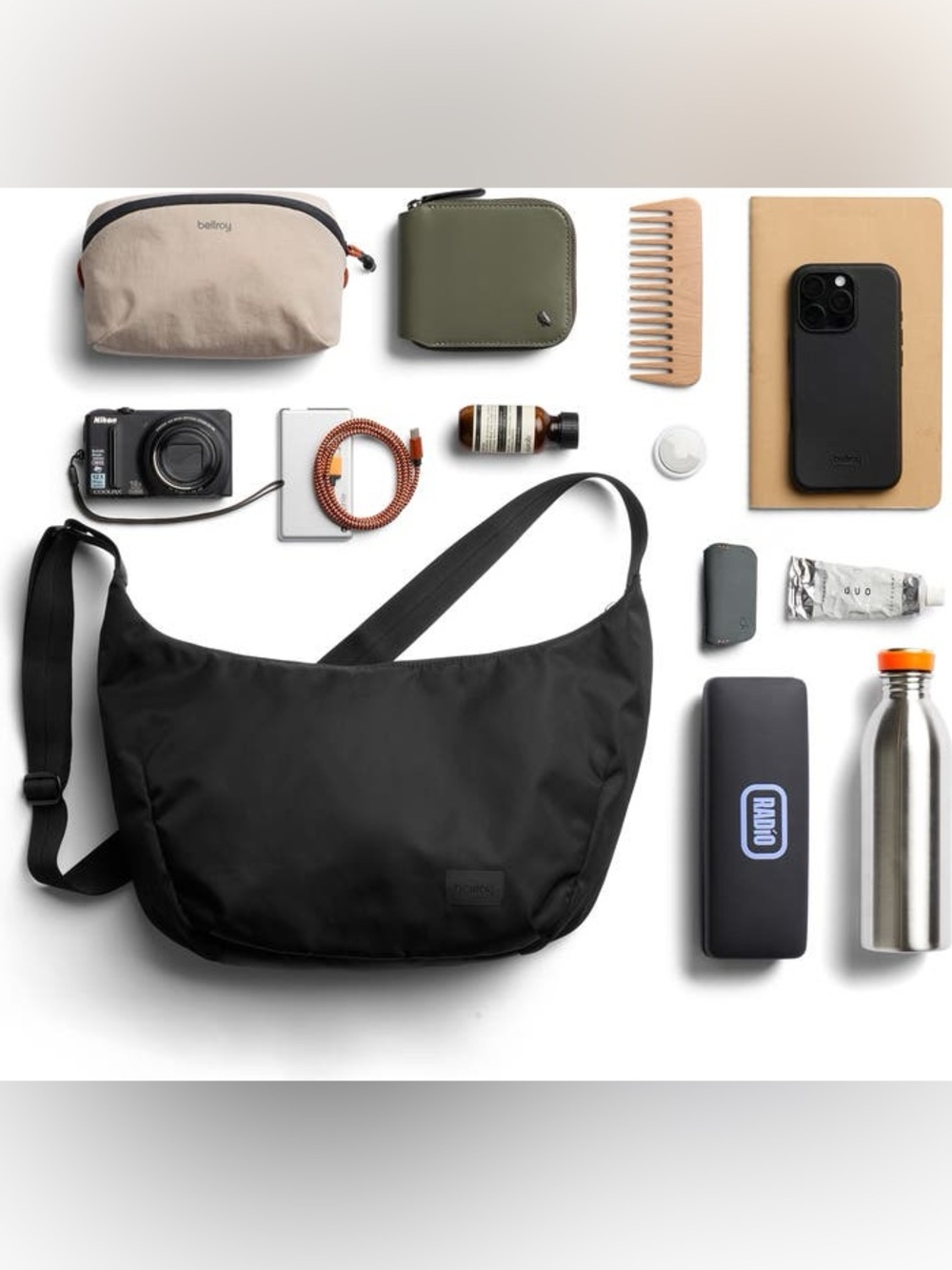 Bellroy 7 liters  Crescent Black Men’s Crossbody Sling Bag - Minimal Design - Picture 4 of 12